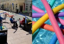 Cafeteria na Alemanha reabre com distanciamento inusitado
