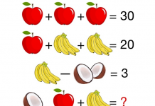 Desafio lógico: Calcule o número de frutas abaixo