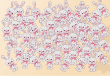 Na foto tem coelhinhos com borboletas; Um dos coelhos sem gravata borboleta. Vamos encontrá-lo?