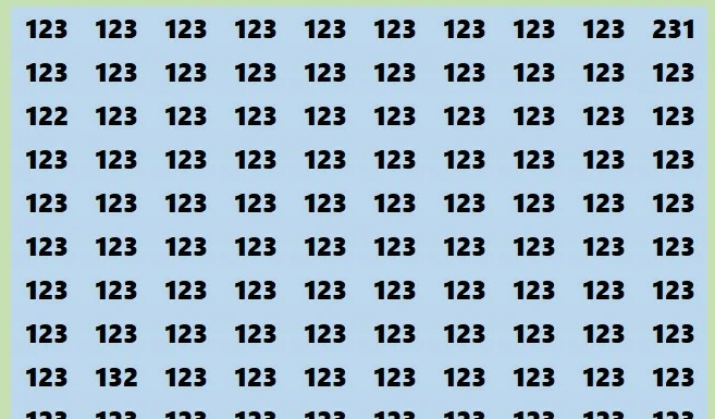 Encontre todos os números diferentes de 123! 🕚 Treine sua atenção plena!