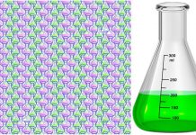 Você consegue encontrar os quatro frascos de laboratório vazios na imagem?