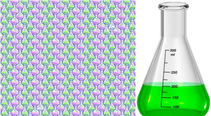 Você consegue encontrar os quatro frascos de laboratório vazios na imagem?