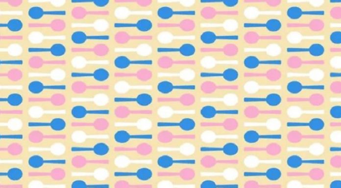 Desafio visual (alto nível): encontre a pá entre as colheres coloridas.