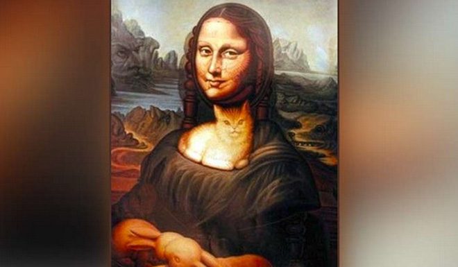Você tem que ter muito cuidado para ver o cachorro na pintura Mona Lisa: Você consegue encontrá-lo?