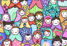 Desafio viral: encontrar as duas bonecas japonesas escondidas entre as russas.