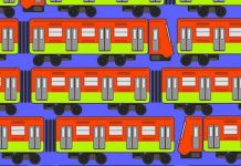 Apenas para especialistas: localize os 4 trens que são diferentes dos outros o mais rápido possível.