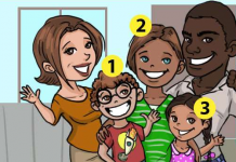 Teste seu talento de detetive: Uma das três crianças é adotada e há um detalhe que indica isso.