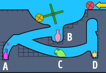 Desafio lógico: Tente adivinhar qual jarra será destruída se a bola vermelha for lançada?