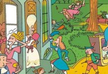 Desafio visual: encontre todos os objetos que não correspondem ao “tempo” do desenho.