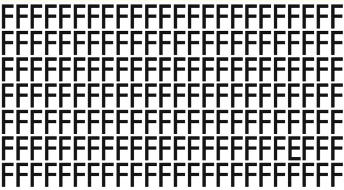 Desafio visual: Uma letra escondida entre muitos “Fs” – onde ela está?