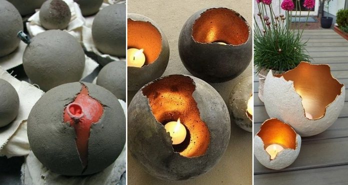 Bolas de concreto faça você mesmo para o jardim e a casa.