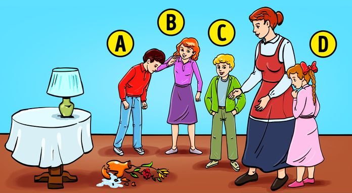 Descubra sobre seu caráter olhando para a foto e adivinhando quem quebrou o vaso.