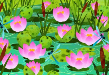 Teste de perspectiva: Um sapo observa as libélulas em seu canto. Ache-o!