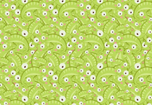 Há um cavalo-marinho escondido entre as iguanas. Encontre o infiltrado!