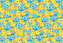 Um caracol está escondido entre a água-viva e o peixe. Encontre-o!