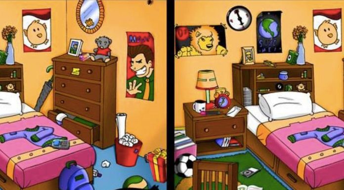 Você consegue encontrar as sete diferenças nas imagens da sala bagunçada?
