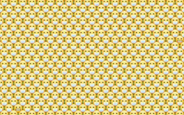 Você consegue encontrar os 2 emojis sem máscara na imagem? Teste sua visão com este desafio viral.