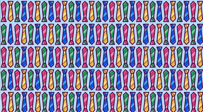 Desafio visual: Encontre as gravatas sem nós.