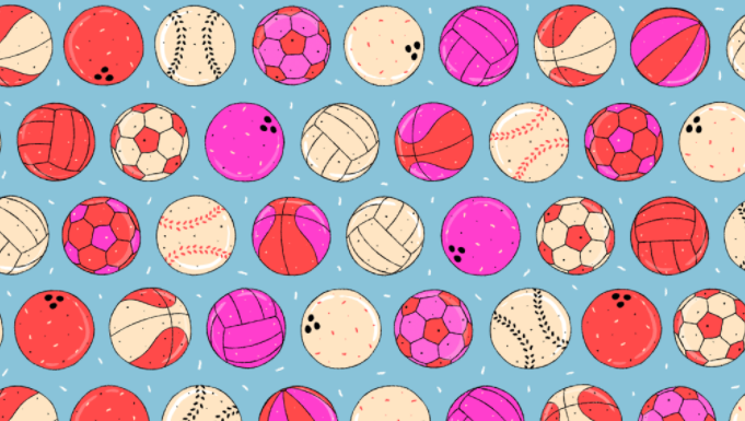 Desafio visual: Encontre as 2 bolas de praia entre as bolas esportivas.