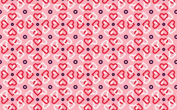 Na imagem existem 2 pares de corações entrelaçados e você deve localizá-los.