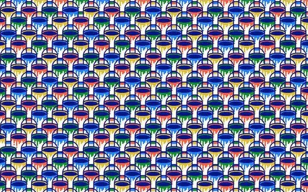 Sabemos que não é fácil mas não é impossível. Desafie-se: encontre os 3 diferentes baldes de tinta.