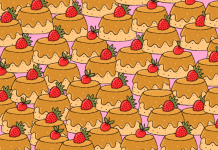 Desafio visual: Encontre o pudim sem fruta na imagem.