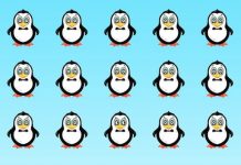 8 quebra-cabeças visuais que fariam até mesmo Sherlock Holmes suar: Encontre o pinguim diferente na imagem 1.