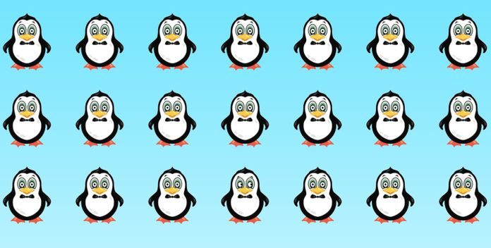 8 quebra-cabeças visuais que fariam até mesmo Sherlock Holmes suar: Encontre o pinguim diferente na imagem 1.