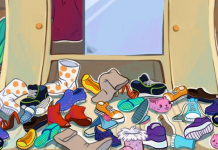 A pessoa estava com tanta pressa que saiu com apenas um pé do chinelo. Encontre o que ficou para trás!