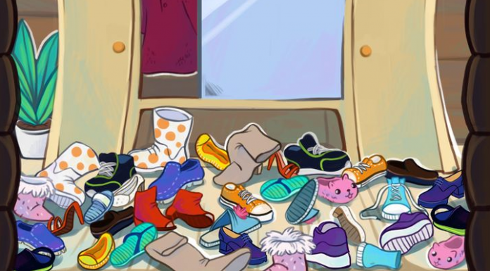 A pessoa estava com tanta pressa que saiu com apenas um pé do chinelo. Encontre o que ficou para trás!