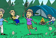 Essas pessoas estão se divertindo na floresta, mas algo está errado. Você poderia dizer o quê?