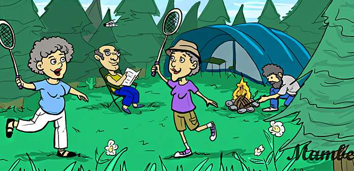 Essas pessoas estão se divertindo na floresta, mas algo está errado. Você poderia dizer o quê?