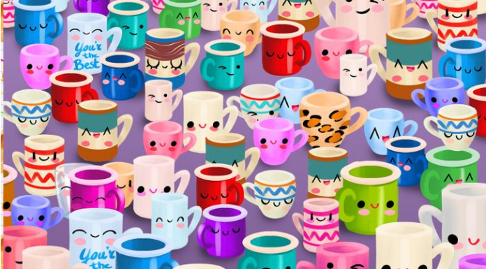 Entre lindas canecas coloridas temos um intruso: encontre o copo!😍