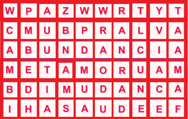 ✨ Uma mensagem em uma palavra encontrada na sopa de letrinhas✨