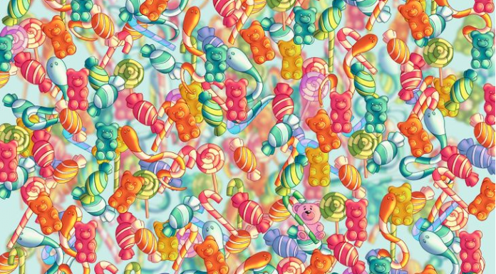 Consegues ver um “urso sem açúcar” entre os doces na ilustração? Poucos conseguiram resolver