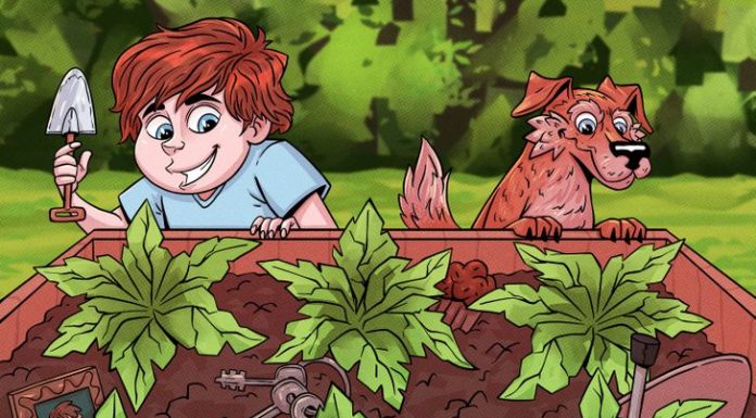 Tomás está trabalhando no jardim: encontre coisas que não pertencem à imagem