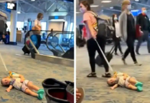 Mãe é criticada por arrastar bebê pelo aeroporto na coleira: “Nem cachorro”