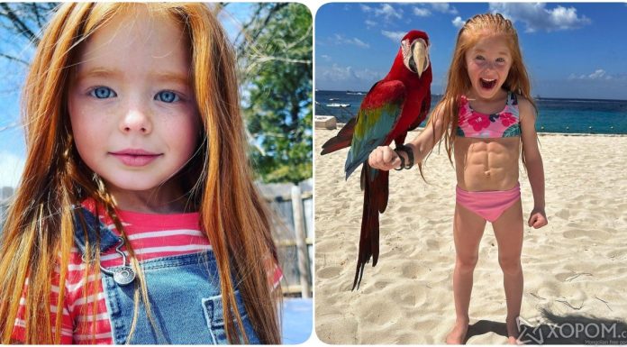 Uma garotinha com aparência de boneca e músculos tonificados virou assunto nas redes sociais