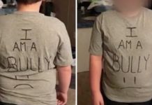 Mãe descobre que filho pratica bullying e o obriga a usar uma camisa como punição
